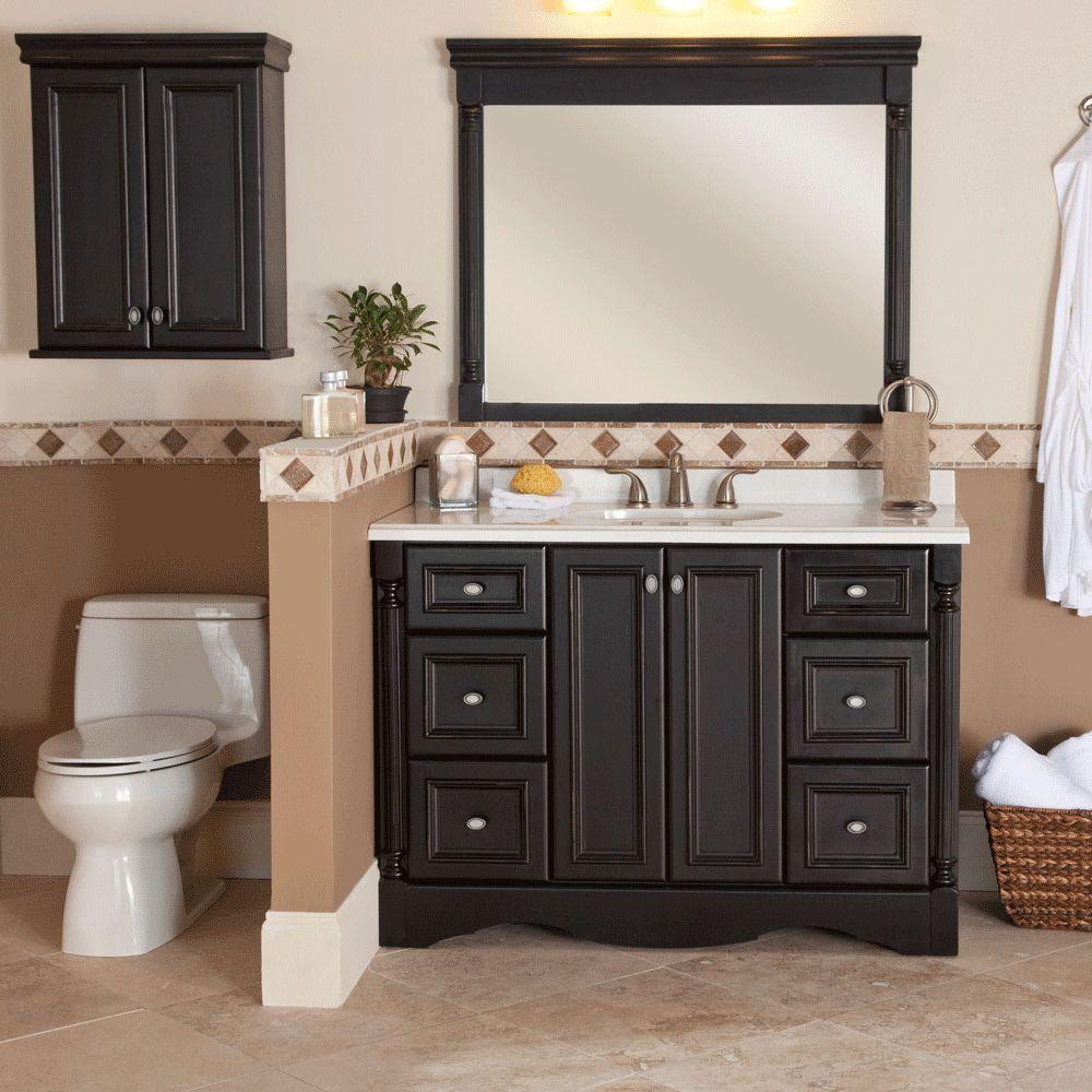 St Paul Valencia 22 In W X 28 In H X 9 In D Over The Toilet Bathroom Storage Wall Cabinet In Antique Black Vaoj2228com Ab The Home Depot