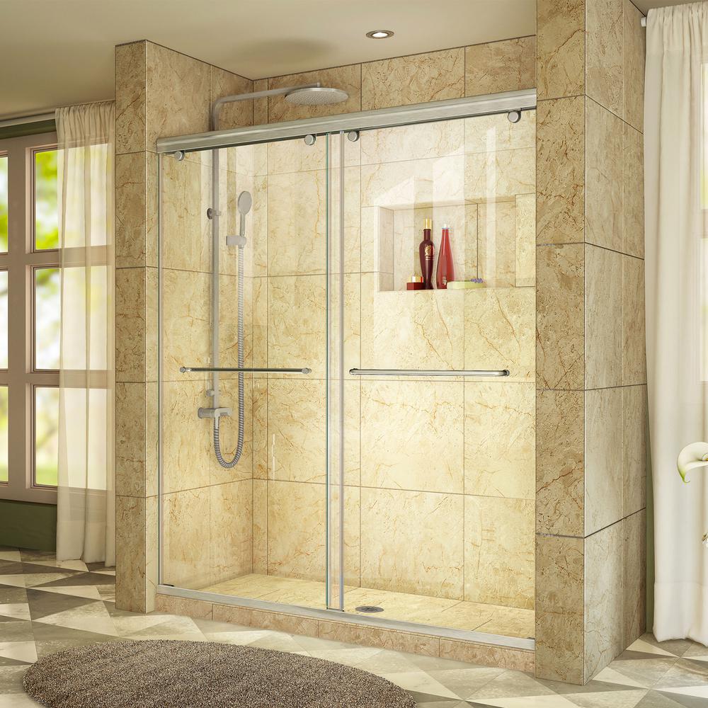 Dreamline Charisma 56 To 60 In W X 76 Semi Frameless Sliding Shower Door Brushed Nickel