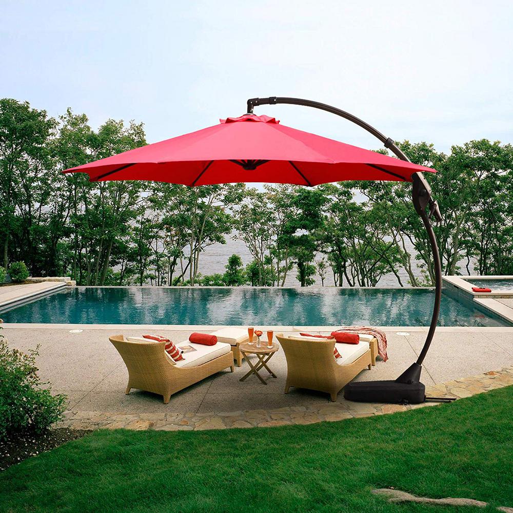 Boyel Living 12 Ft Cantilever Patio Umbrella With Base In Beige Td1000005 The Home Depot