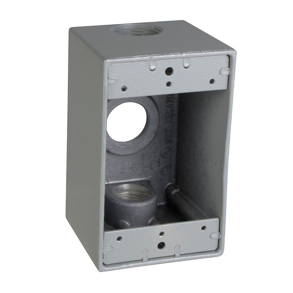 Metallic Electrical Bo Conduit Ings The 1 Gang Rectangular Weatherproof Box With 3 4 In Holes Silver Case Of 10
