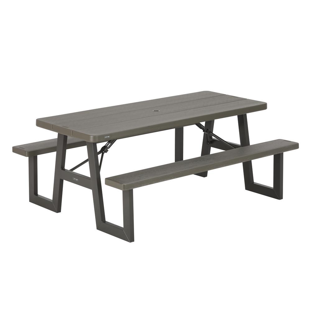 lifetime 6 ft. folding picnic table with benches-22119