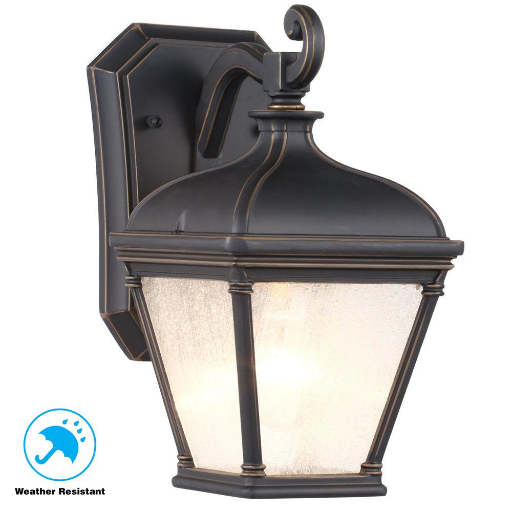 Classic Hardware Included Hampton Bay Outdoor Wall Mounted Malford Dark Rubbed Bronze Outdoor Wall Mount Lantern