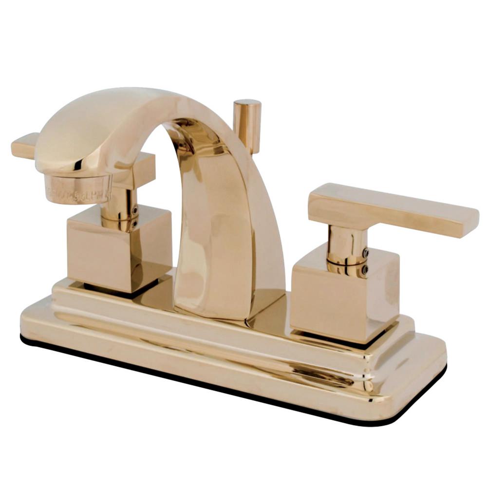 Kingston Brass Executive 4 In Centerset 2 Handle Bathroom Faucet In   Polished Brass Kingston Brass Centerset Bathroom Sink Faucets Hks4642qll 64 1000 