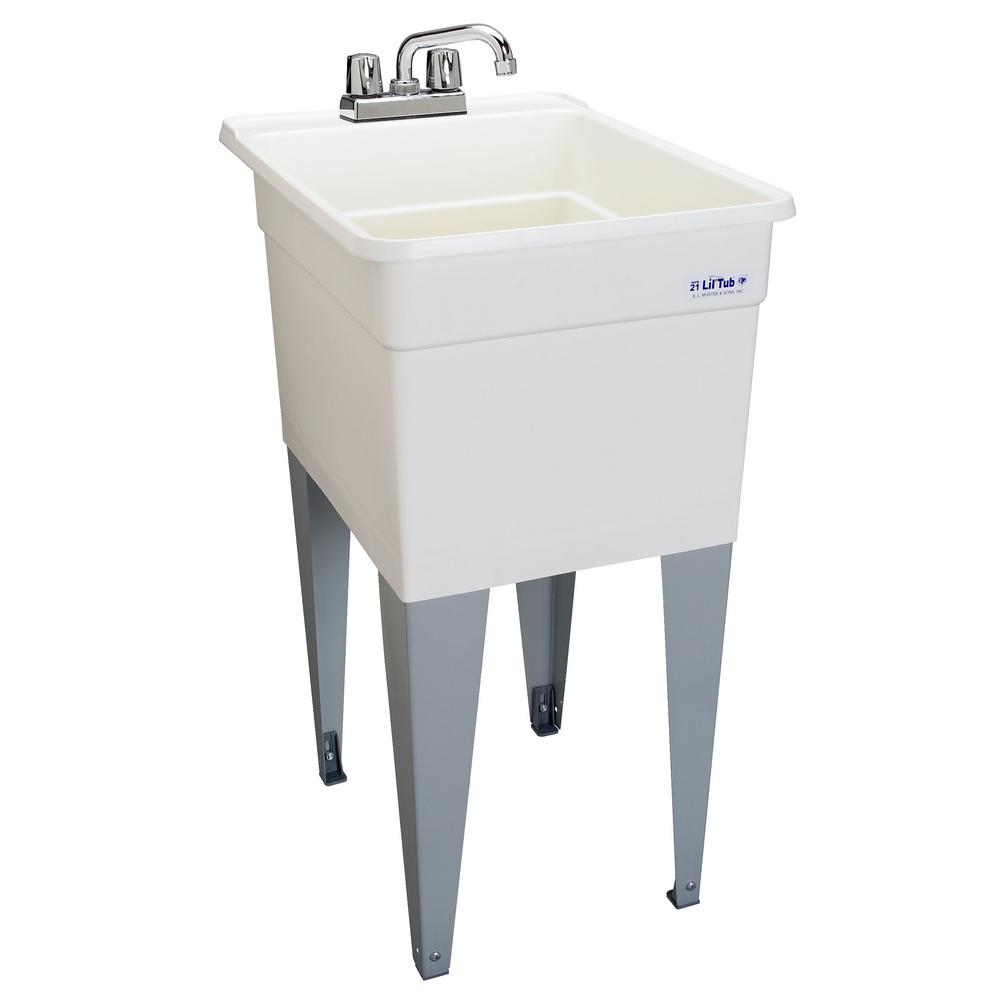 Mustee Utilatub Combo 24 In X 18 In Polypropylene Floor Mounted Laundry Tub In White