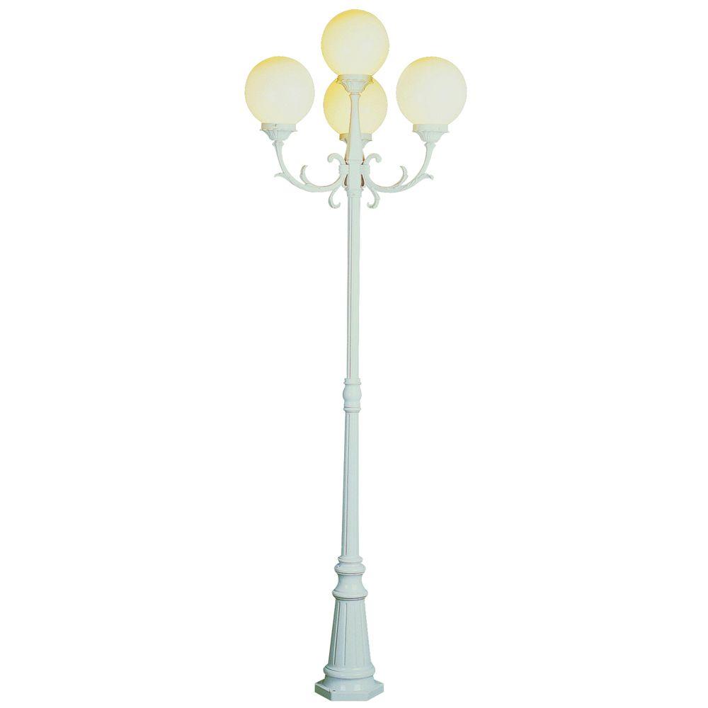 Bel Air Lighting The Home Depot Cabernet Collection 4 Light 89 In Outdoor White Pole Lantern With