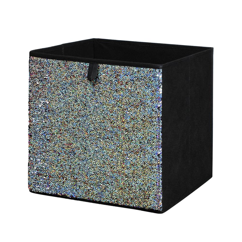 Fabric Bins Baskets Cube Storage Accessories The Home Depot Silver Sequin Storage Bin