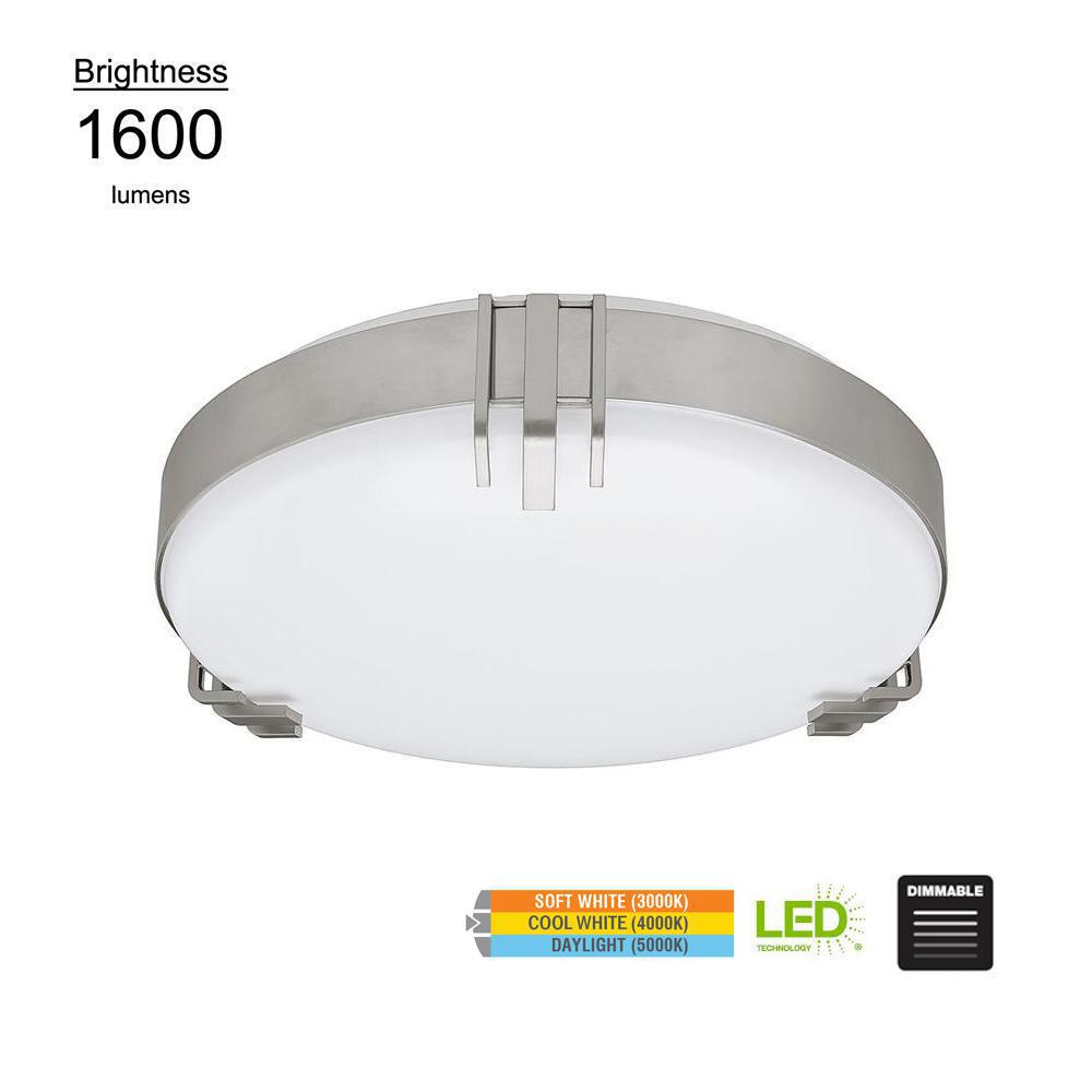 Nickel Flush Mount Lights Lighting The Home Depot Round Brushed Nickel 100 Watt Equivalent Integrated Led Flushmount With Color