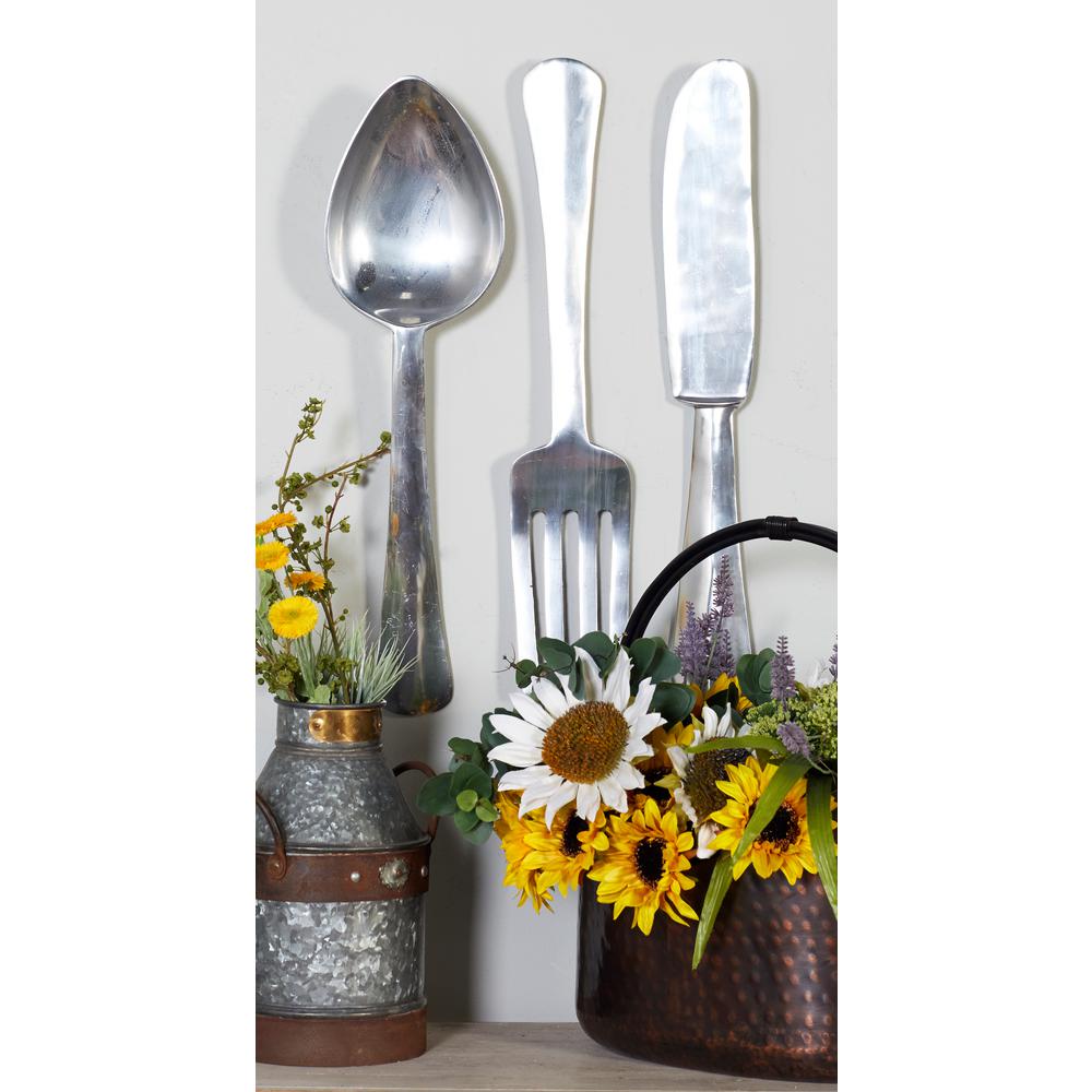 Litton Lane Aluminum Silver Utensils Metal Works (Set of 3)26167 The