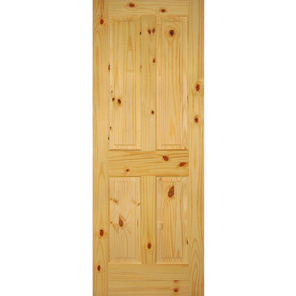 Builders Choice 32 in. x 80 in. 4-Panel Solid Core Knotty ...