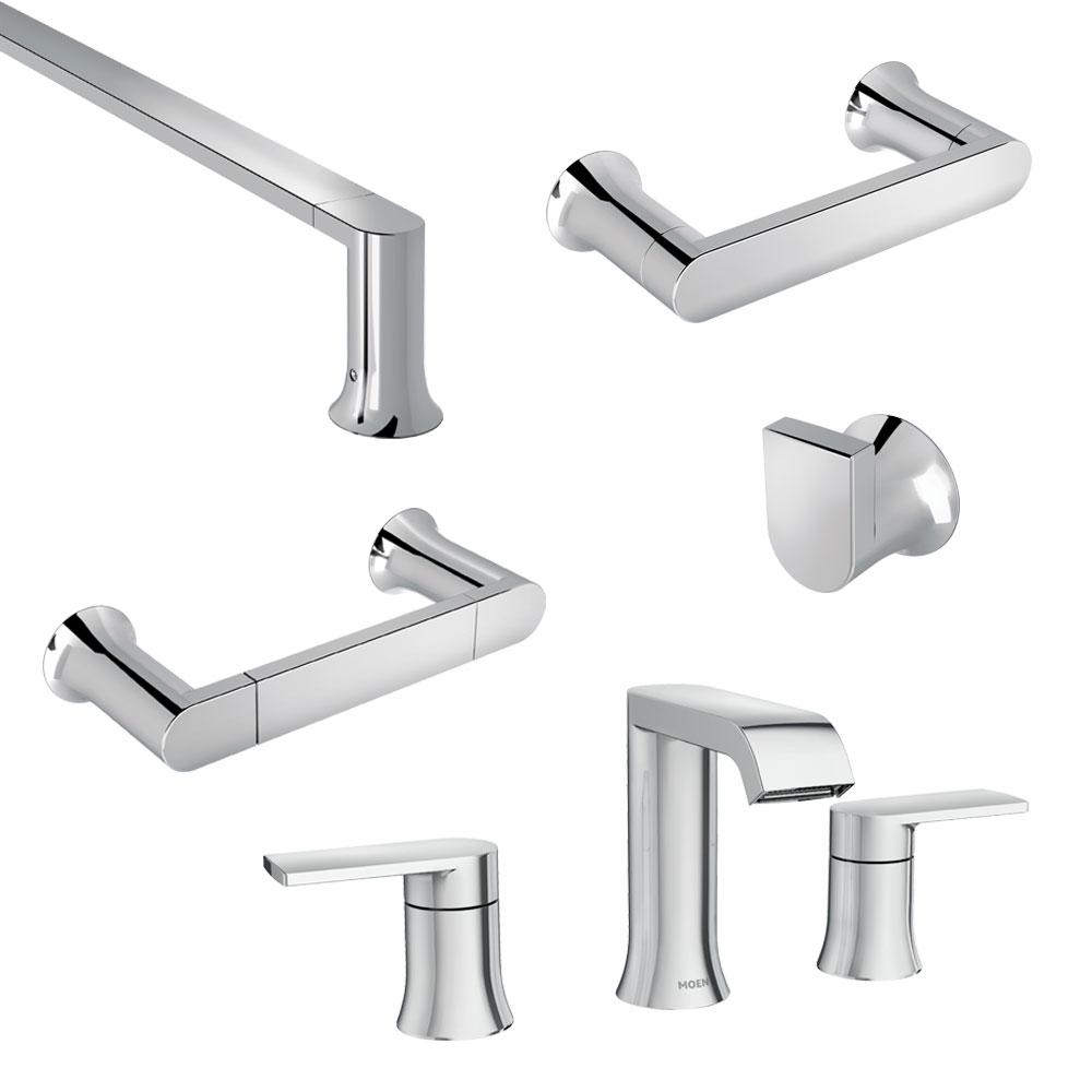 MOEN Genta 8 in. Widespread 2Handle Bathroom Faucet with 4Piece Bath