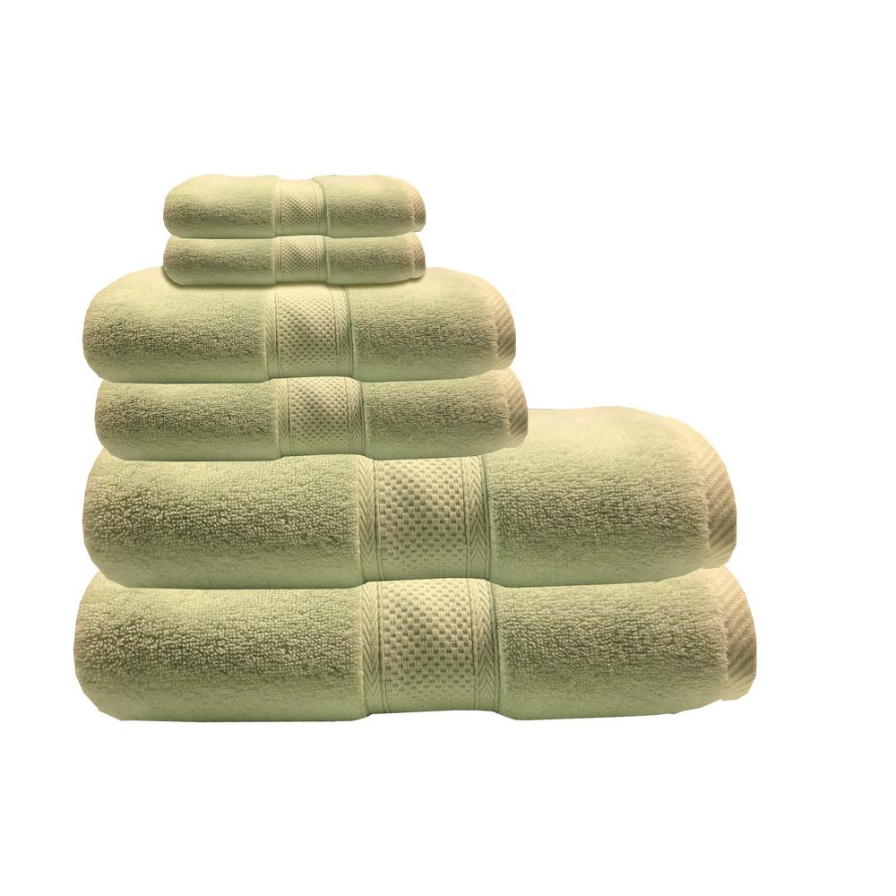 Espalma Hotel Zero Twist 6Piece 100 Cotton Bath Towel Set in Celery
