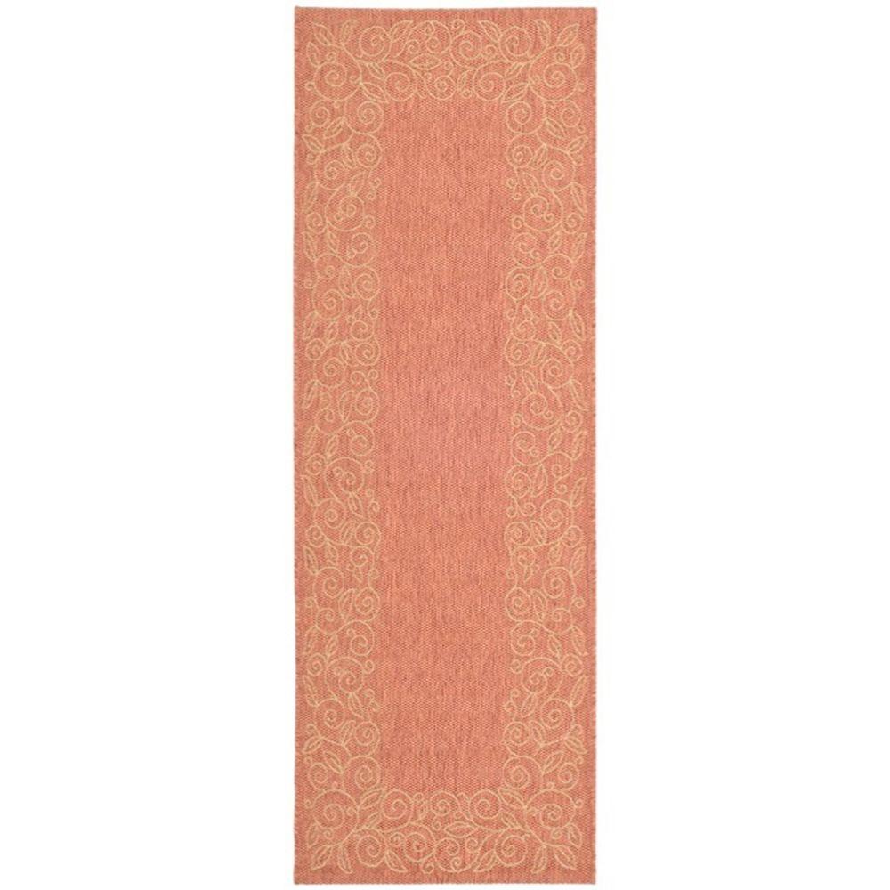 Safavieh Courtyard Terracotta/Beige 3 ft. x 8 ft. Indoor/Outdoor Runner ...