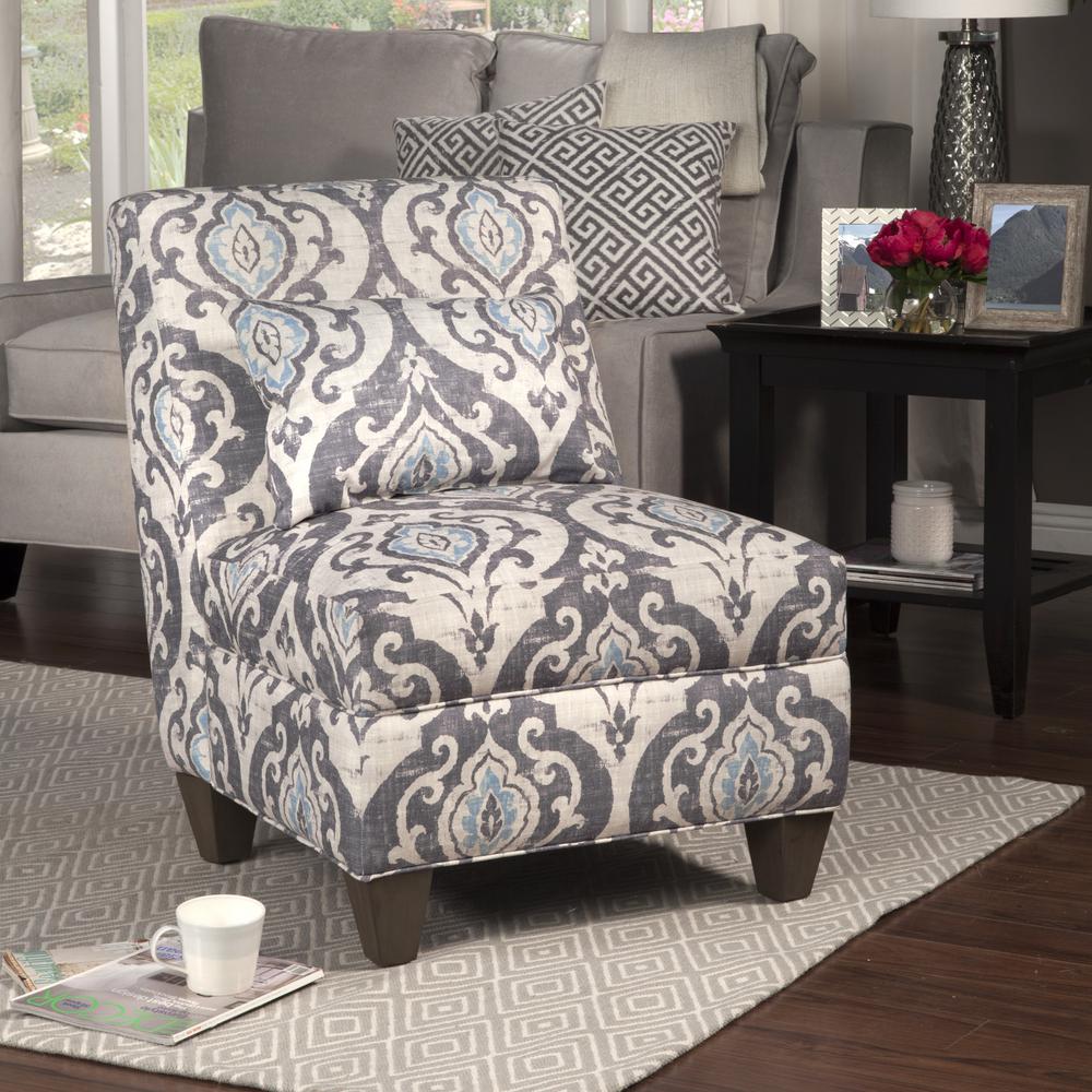 Homepop Blue and Cream Slate Large Accent Chair with Pillow-K6771-A750