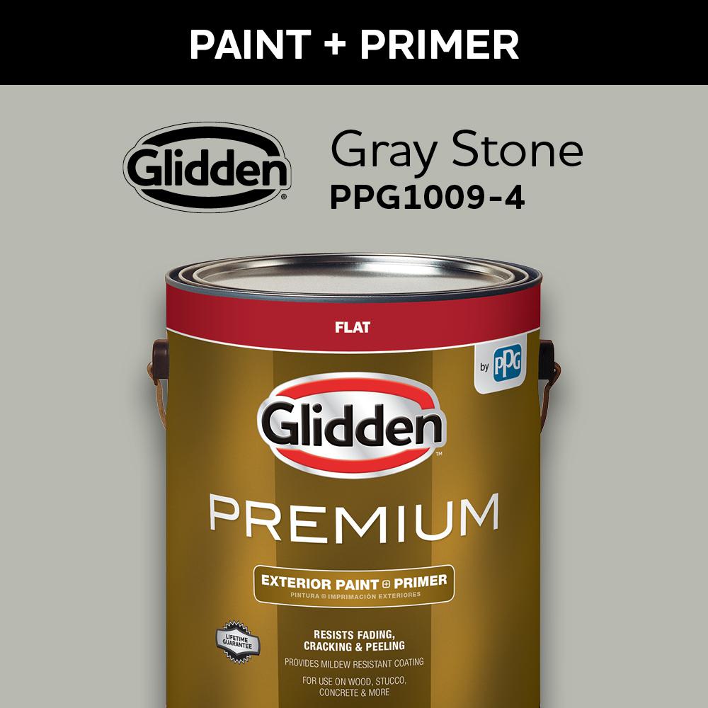 Glidden Premium 1 Gal. PPG1009-4 Gray Stone Flat Exterior Latex Paint ...