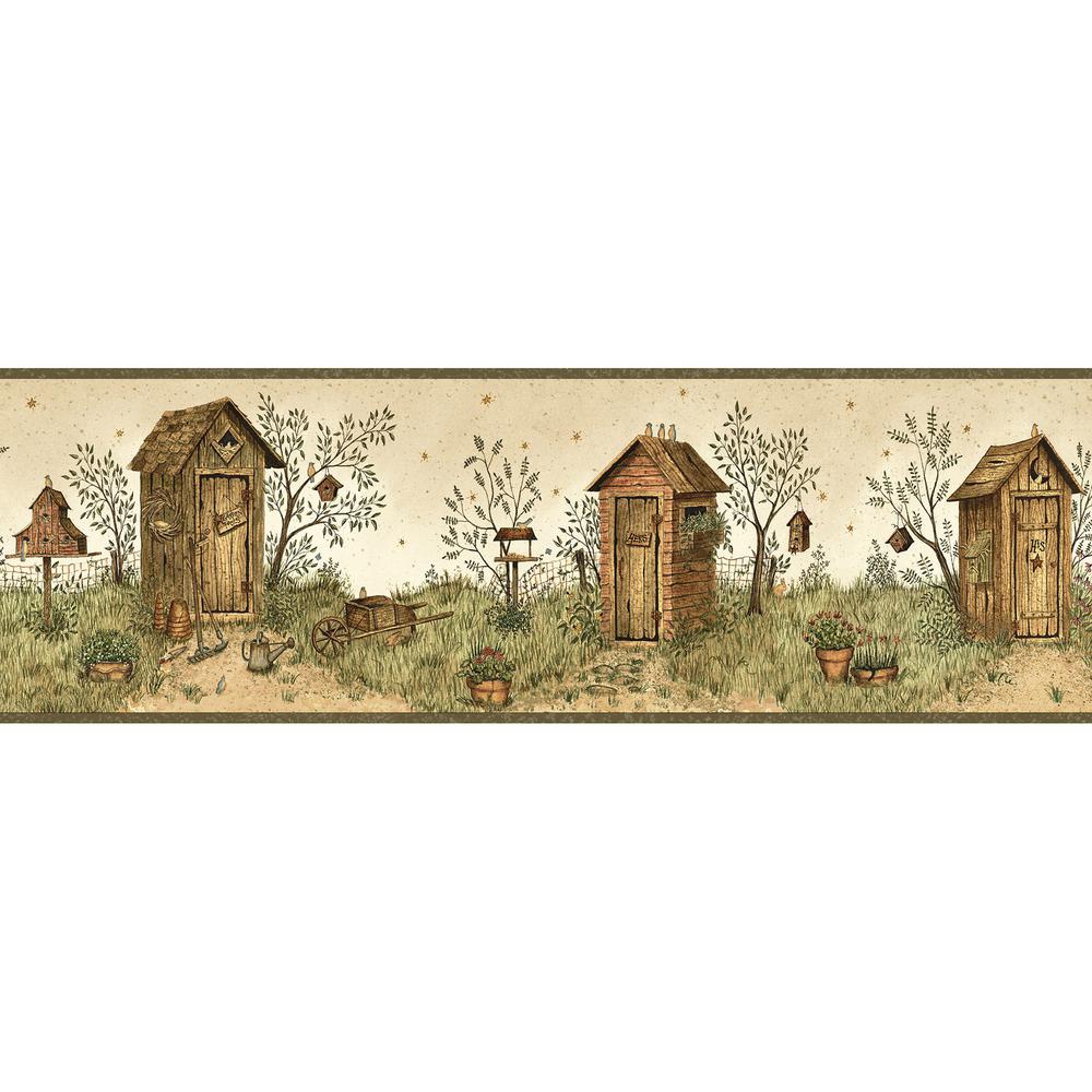 Chesapeake Twain Garden Outhouse Portrait Wallpaper Border-BBC65022B ...