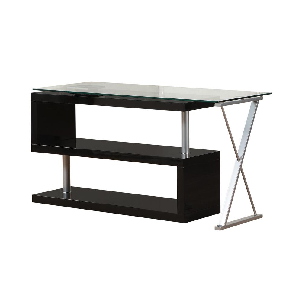 Acme Furniture Buck 2 Piece Clear Glass And Black Office Suite