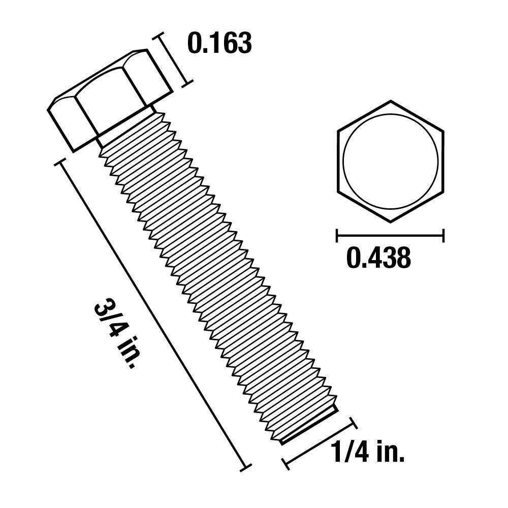 Everbilt 1 4 In X 3 4 In Stainless Steel Hex Bolt 5 Pack 8120 The Home Depot