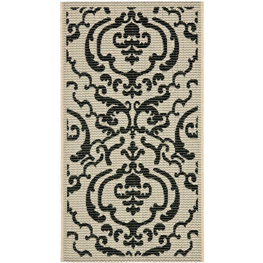 Safavieh Courtyard Sand/Black 2 ft. 7 in. x 5 ft. Indoor/Outdoor Area