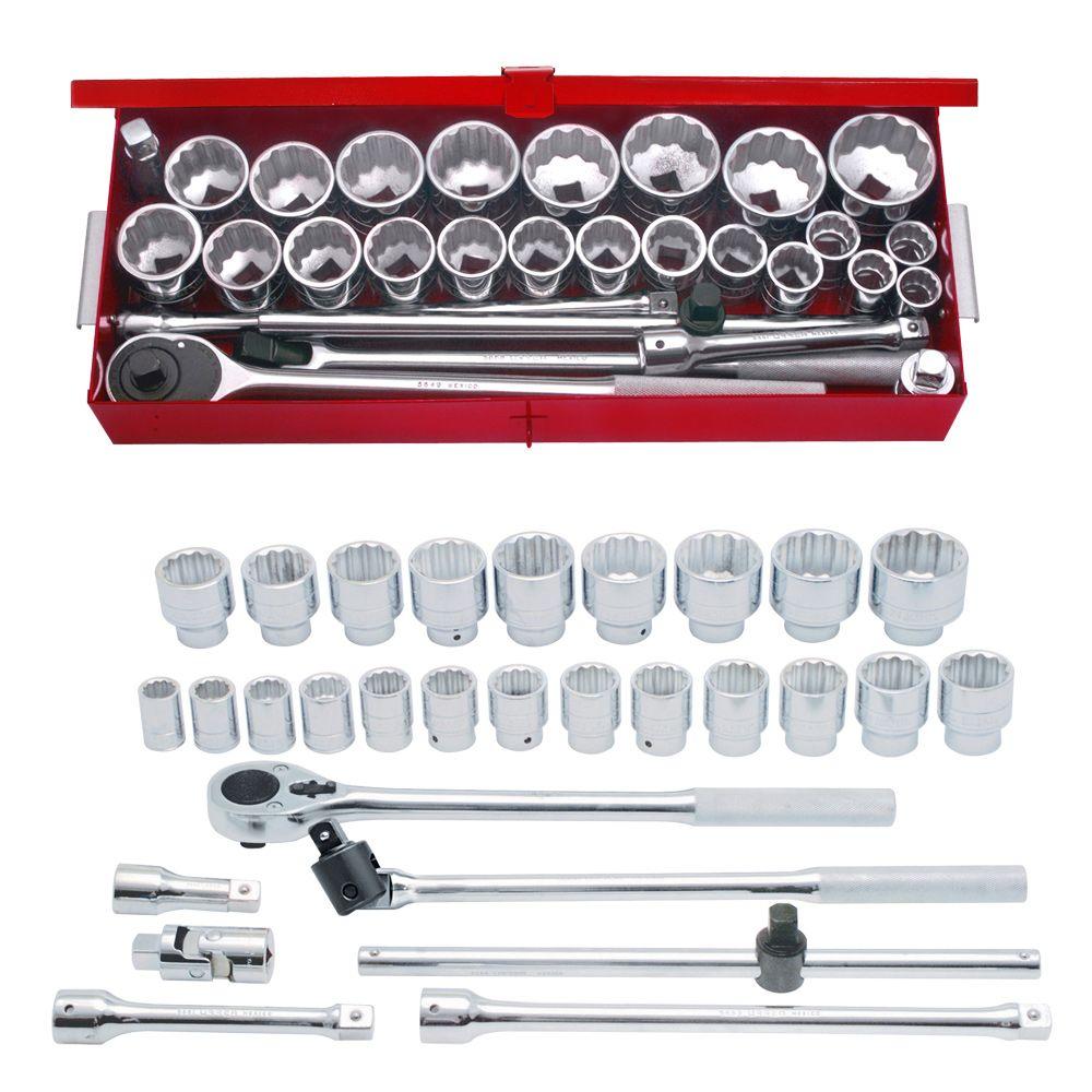 URREA 3/4 in. Drive 12Point Hand Socket & Accessories Set (29Piece)55104 The Home Depot