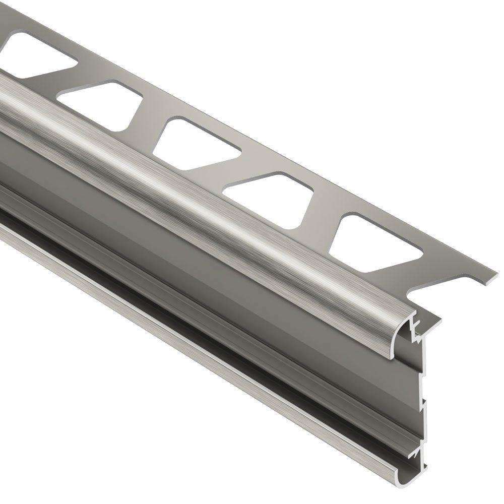 Schluter Rondec Brushed Nickel Anodized Aluminum 38 In X 8 Ft 2 12 In Metal Bullnose Tile 7555