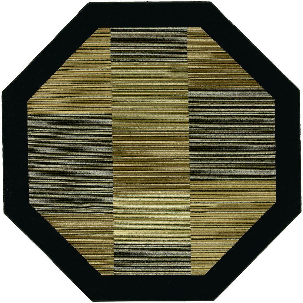 Couristan Everest Hampton's Multi Stripe Black 4 ft. x 4 ft. Octagon