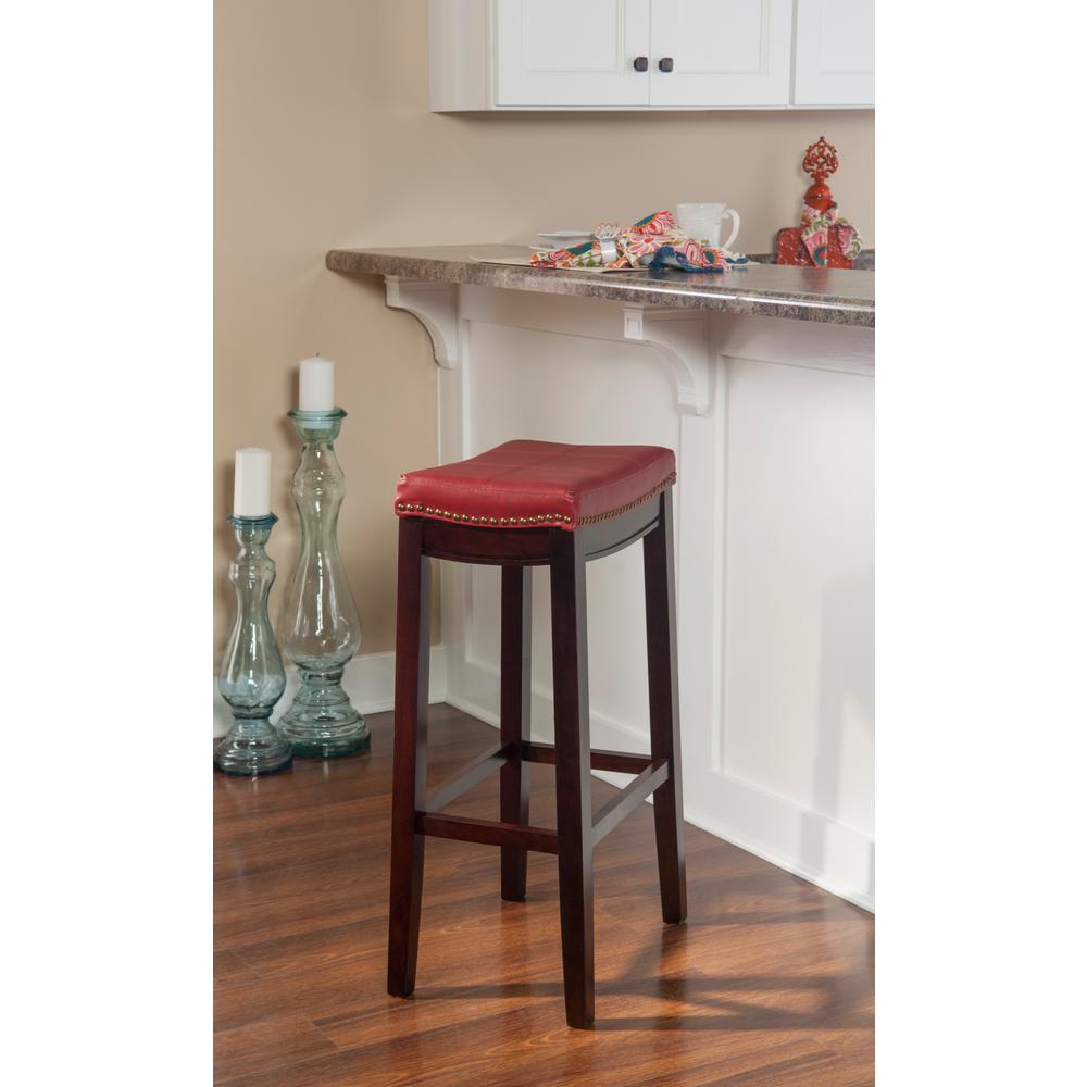 Linon Home Decor Claridge 32 In Red Cushioned Bar Stool 55816red01u Claridge 32 In Red Cushioned Bar Stool