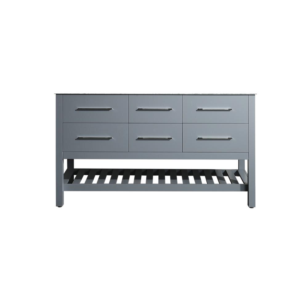 59 inch Main Cabinet Only in Gray with Matte/Polished Chrome Hardware