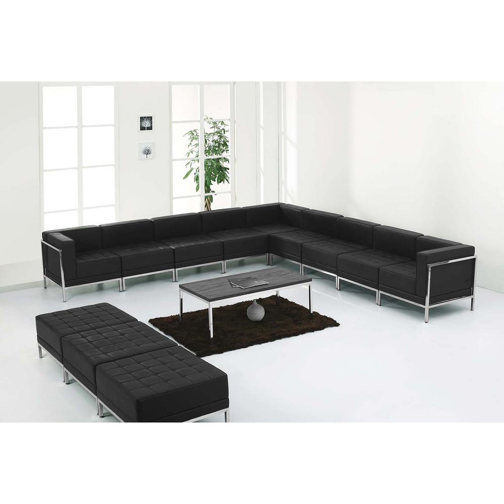 Flash Furniture Hercules Imagination Series Black Leather Sectional Flash Furniture Hercules Imagination Series Black Leather Sectional And Ottoman Set 12 Pieces Zbimagset18 The Home Depot