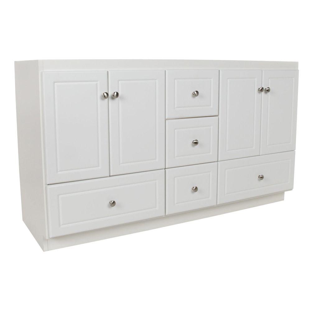Simplicity By Strasser Ultraline 60 In W X 21 D 34 5 H Vanity For Double Basins Cabinet Only Satin White
