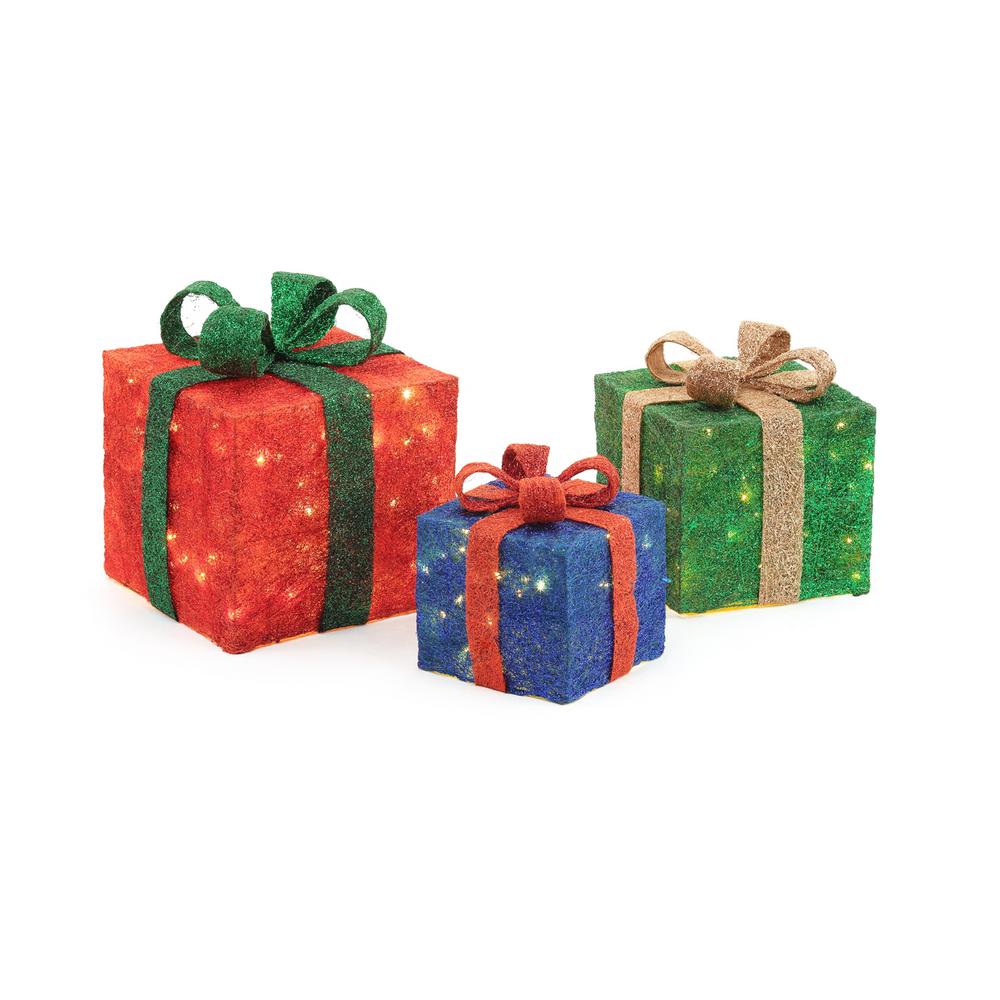 Home Accents Holiday Pre-Lit Gift Boxes Yard Decor (Set of 3)-TY187 ...