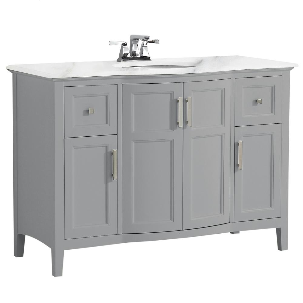 Simpli Home Winston 48 In Rounded Front Bath Vanity In Warm Grey