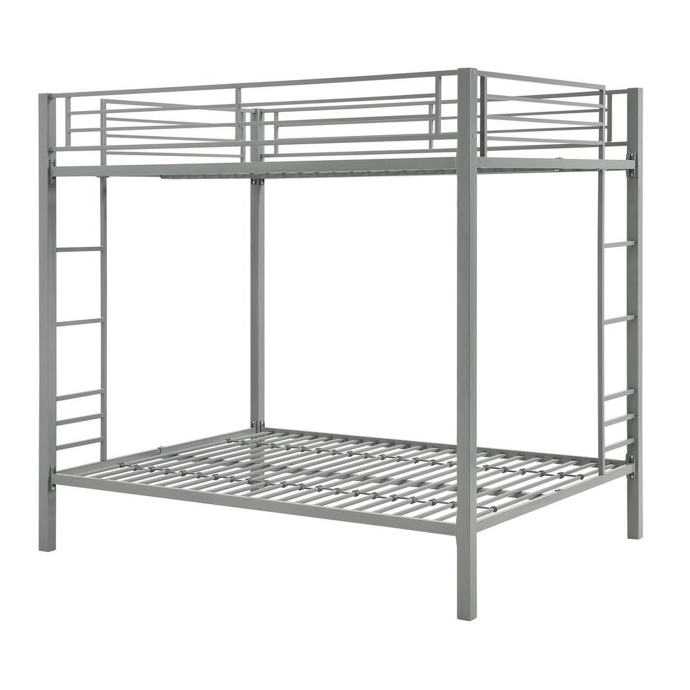 dorel twin over full silver metal bunk bed with set of 2 mattresses