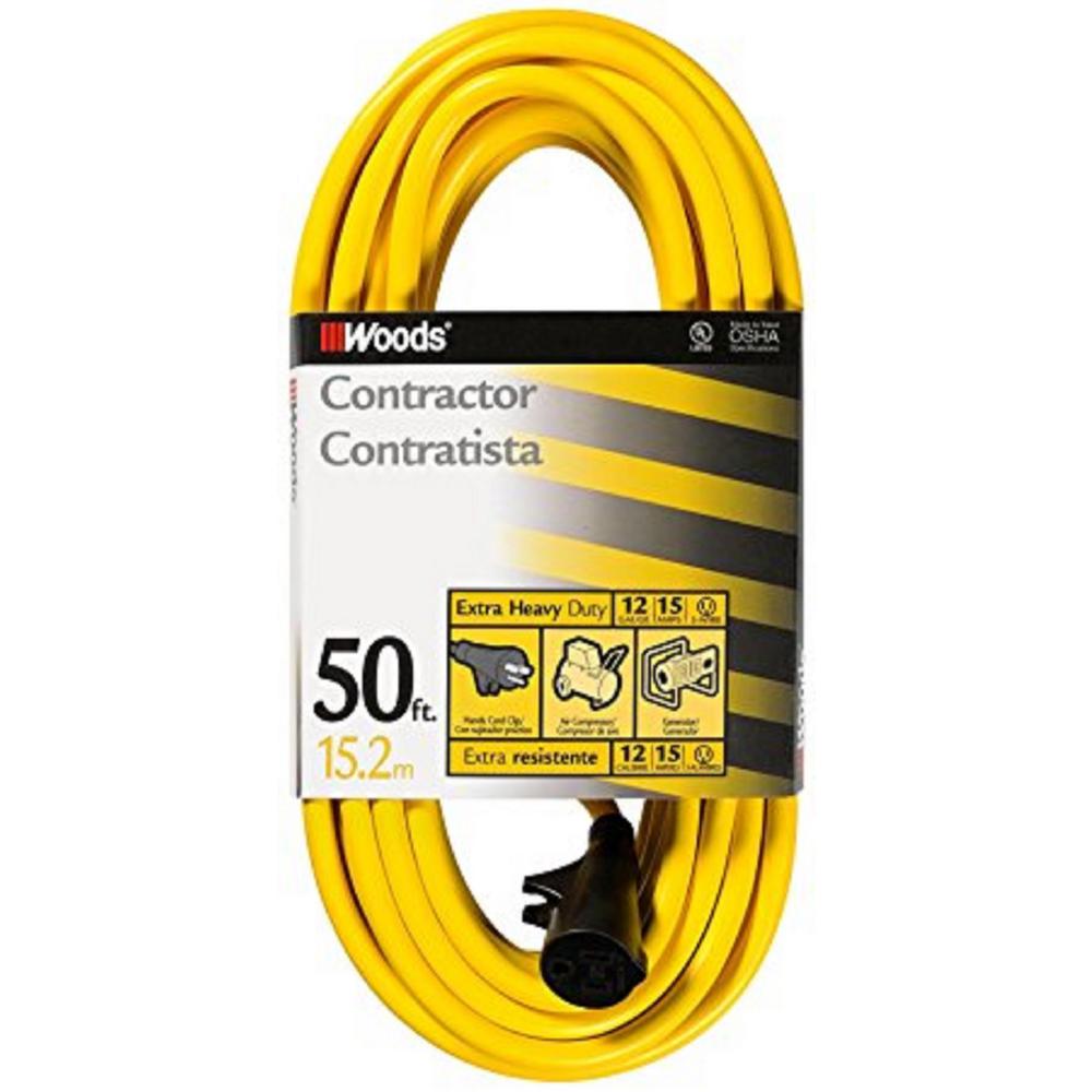 Southwire 50 ft. 12/3 SJTW Outdoor Heavy-Duty Extension Cord with Power ...