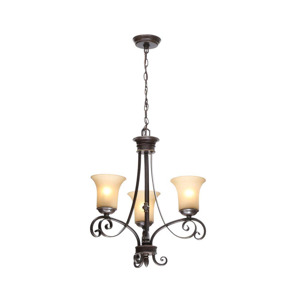 Hampton Bay Essex 3-Light Aged Black Chandelier with Tea Stained Glass Shades was $149.0 now $63.21 (58.0% off)