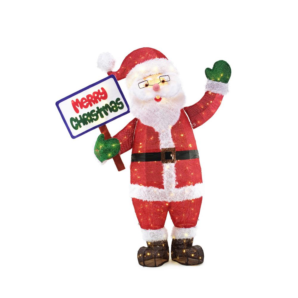 UPC 029944549680 product image for Home Accents Holiday Toasty Tinsel 60 in. 200L LED Tinsel Santa With Sign | upcitemdb.com