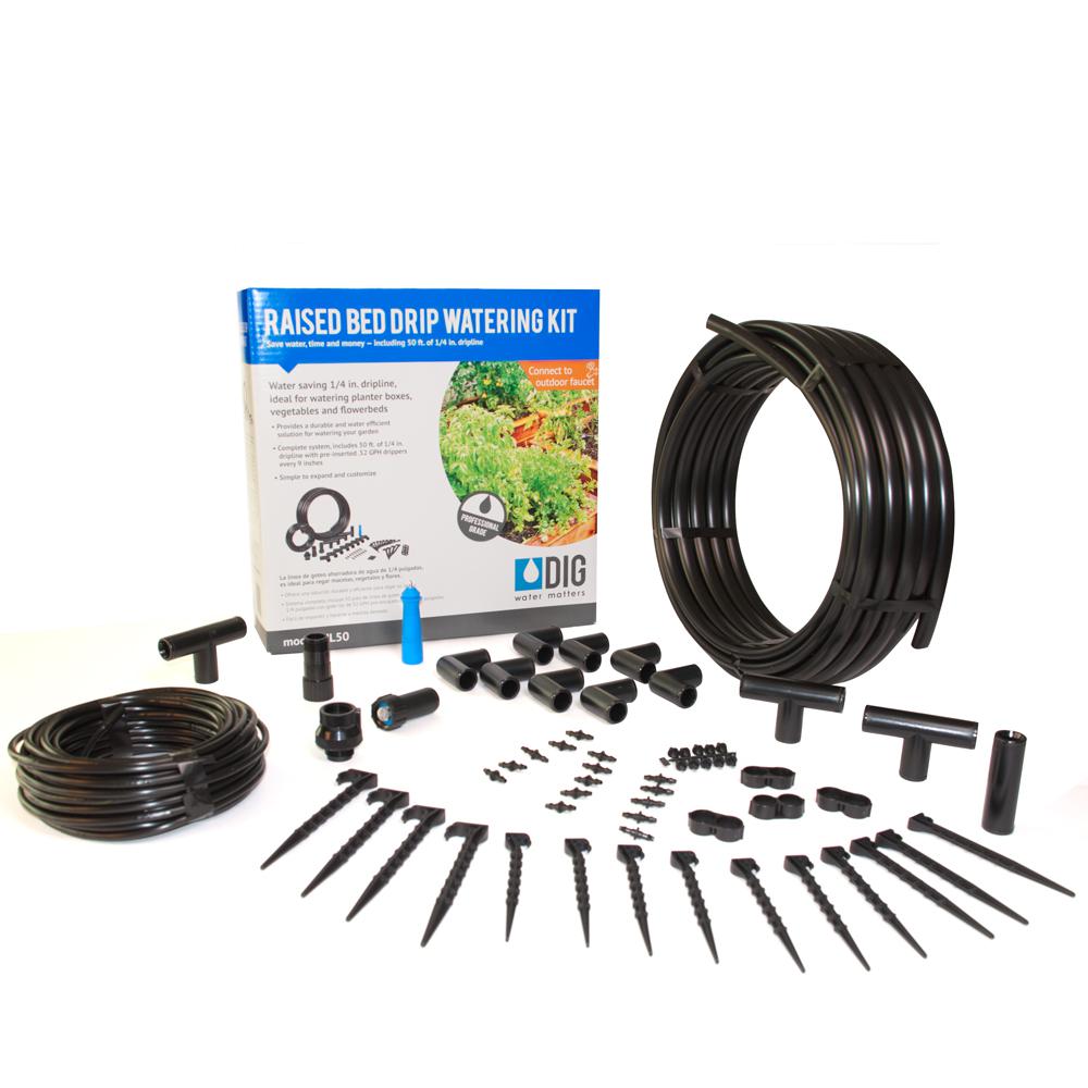 Dig Raised Bed Garden Drip Irrigation Kit Ml50 The Home Depot
