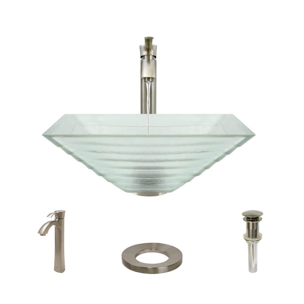 VIGO Vessel Sink in Sintra with Faucet Set in BrownsVGT129 The Home Depot