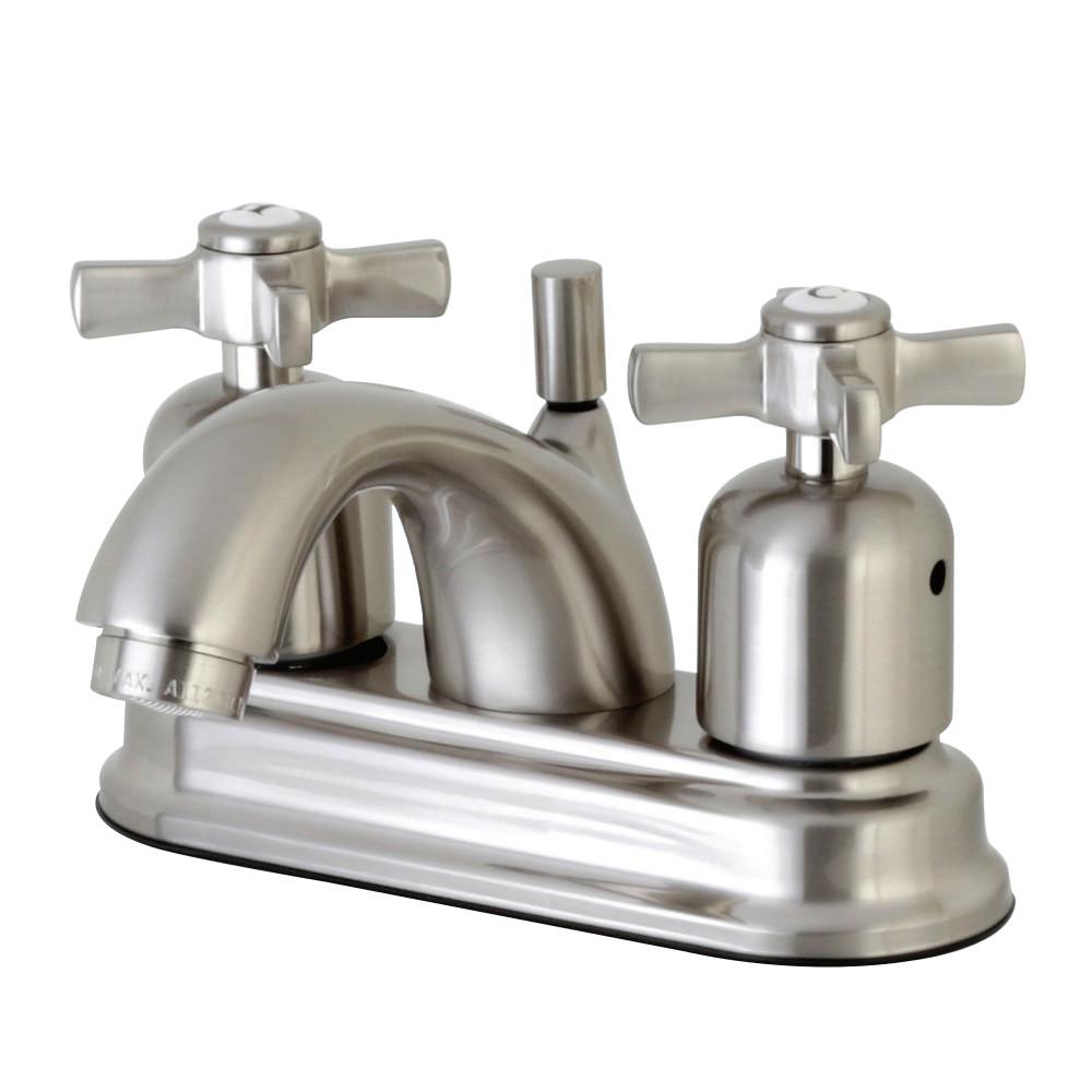 Kingston Brass Modern Cross 4 in. Centerset 2Handle Bathroom Faucet in Satin NickelHFB2608ZX
