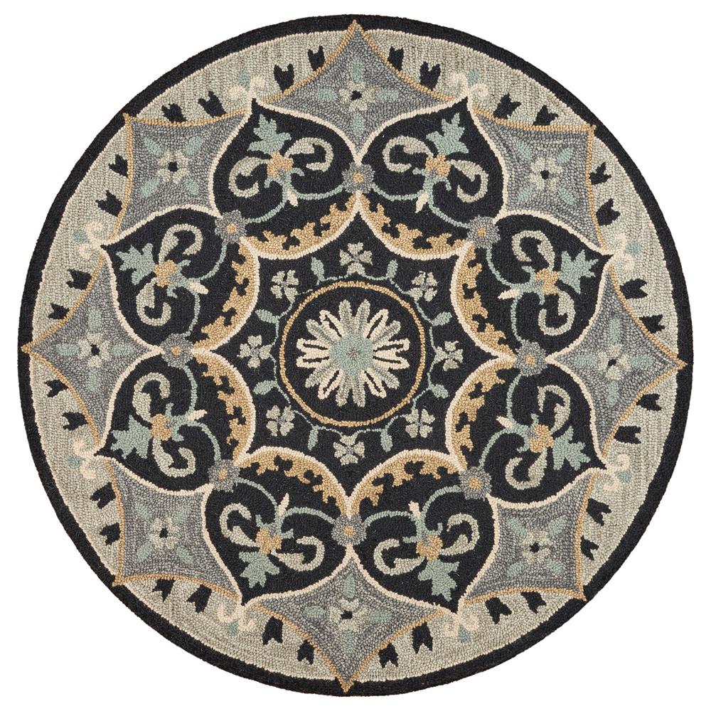 LR Resources Dazzle Charcoal / Grey 4 ft. x 4 ft. Indoor Spade Round