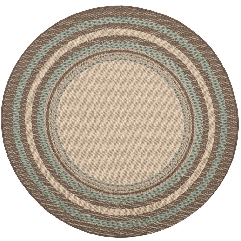 Safavieh Courtyard Beige/Blue 5 ft. x 5 ft. Indoor/Outdoor Round Area