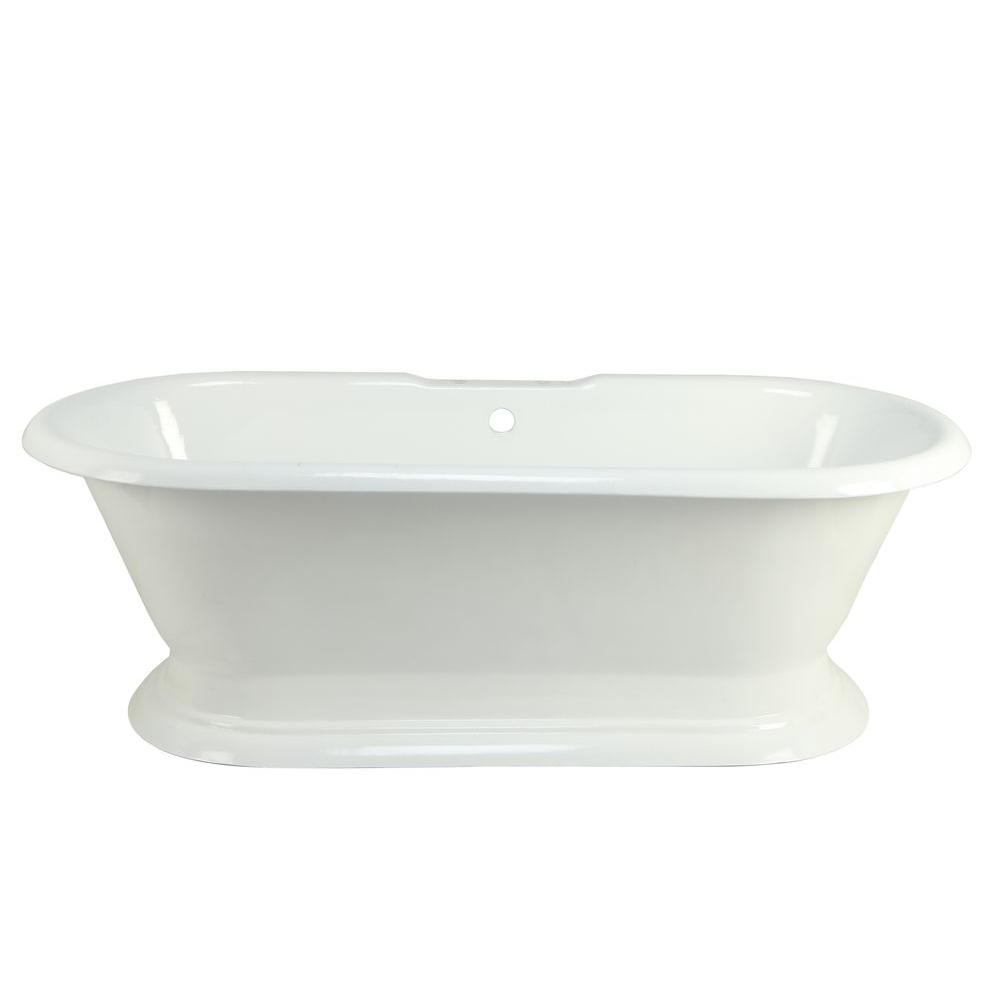 Aqua Eden 6 Ft Cast Iron Double Ended Pedestal Tub With 7 In Deck Holes In White