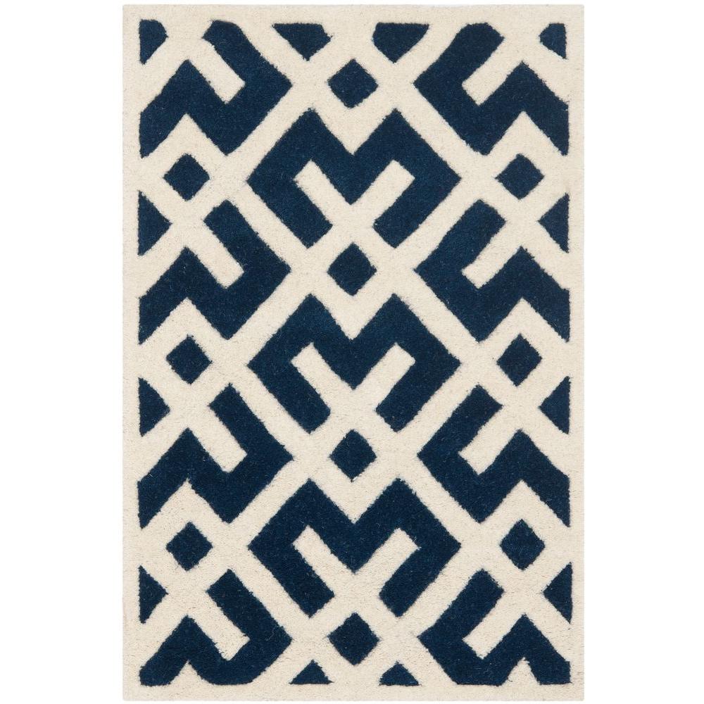 Safavieh Ham Dark Blue Ivory 2 Ft X 3 Area Rug