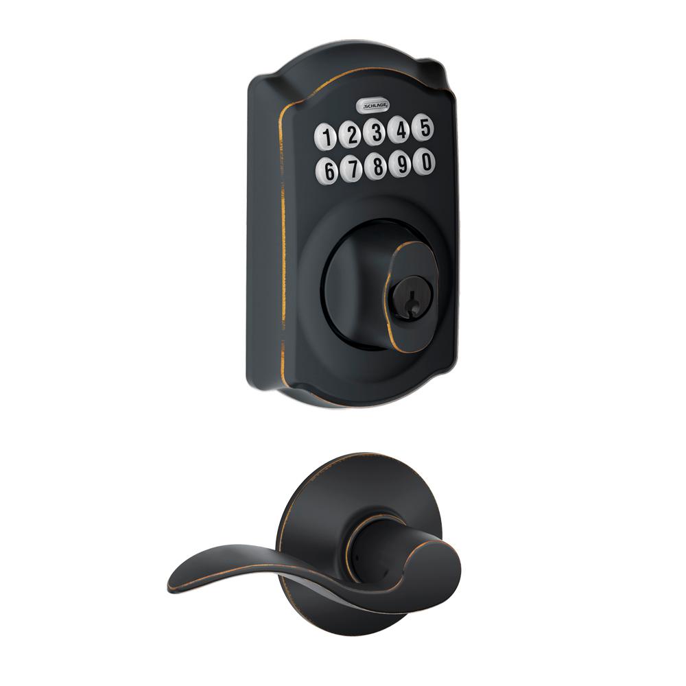 Schlage Camelot Aged Bronze Electronic Door Lock Deadbolt with Accent