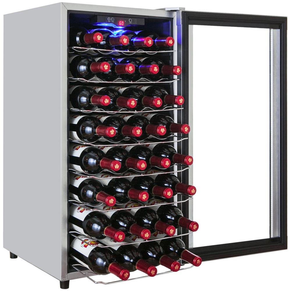 AKDY 32-Bottle Single Zone Thermoelectric Wine Cooler in Silver-HD-WC0001 - The Home Depot