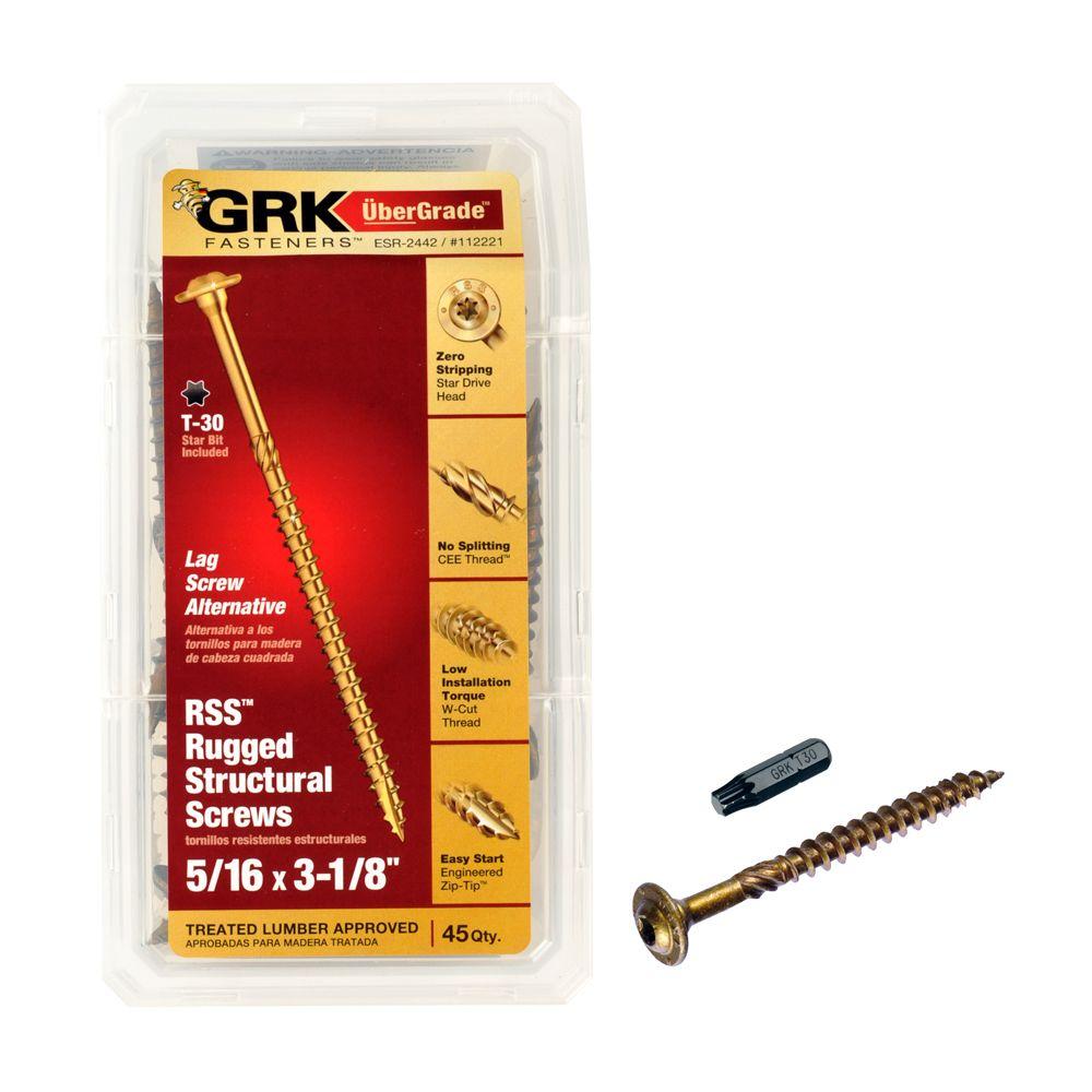 grk fasteners 5/16 in. x 3-1/8 in. rugged structural screw