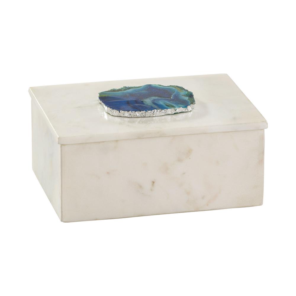 7 In X 3 In Marble And Blue Agate Decorative Box - 