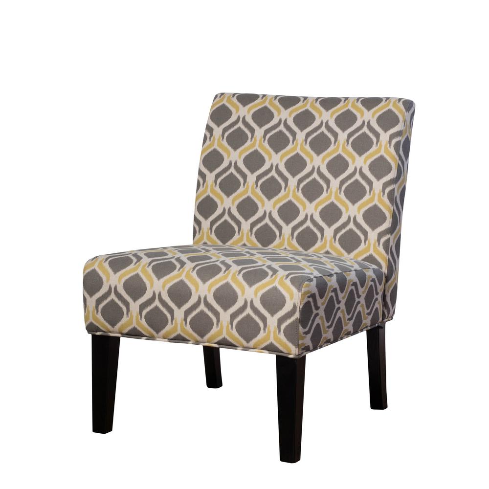 Noble House Galilea Yellow/Gray Pattern Fabric Accent ...