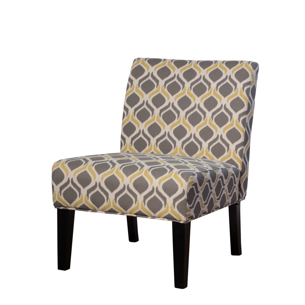 Noble House Galilea Yellow/Gray Pattern Fabric Accent Chair-297288