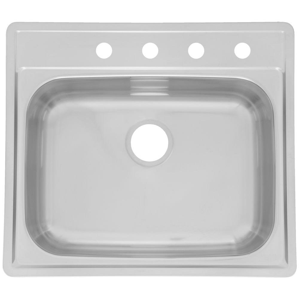 Kindred Drop In Stainless Steel 25 In 4 Hole Single Bowl Kitchen Sink