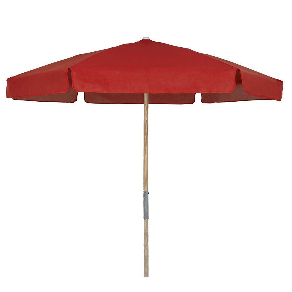 Unbranded 7 5 Ft Wood Beach Patio Umbrella With Red Vinyl Coated Weave 7bpu 6r Tx Rd The Home Depot